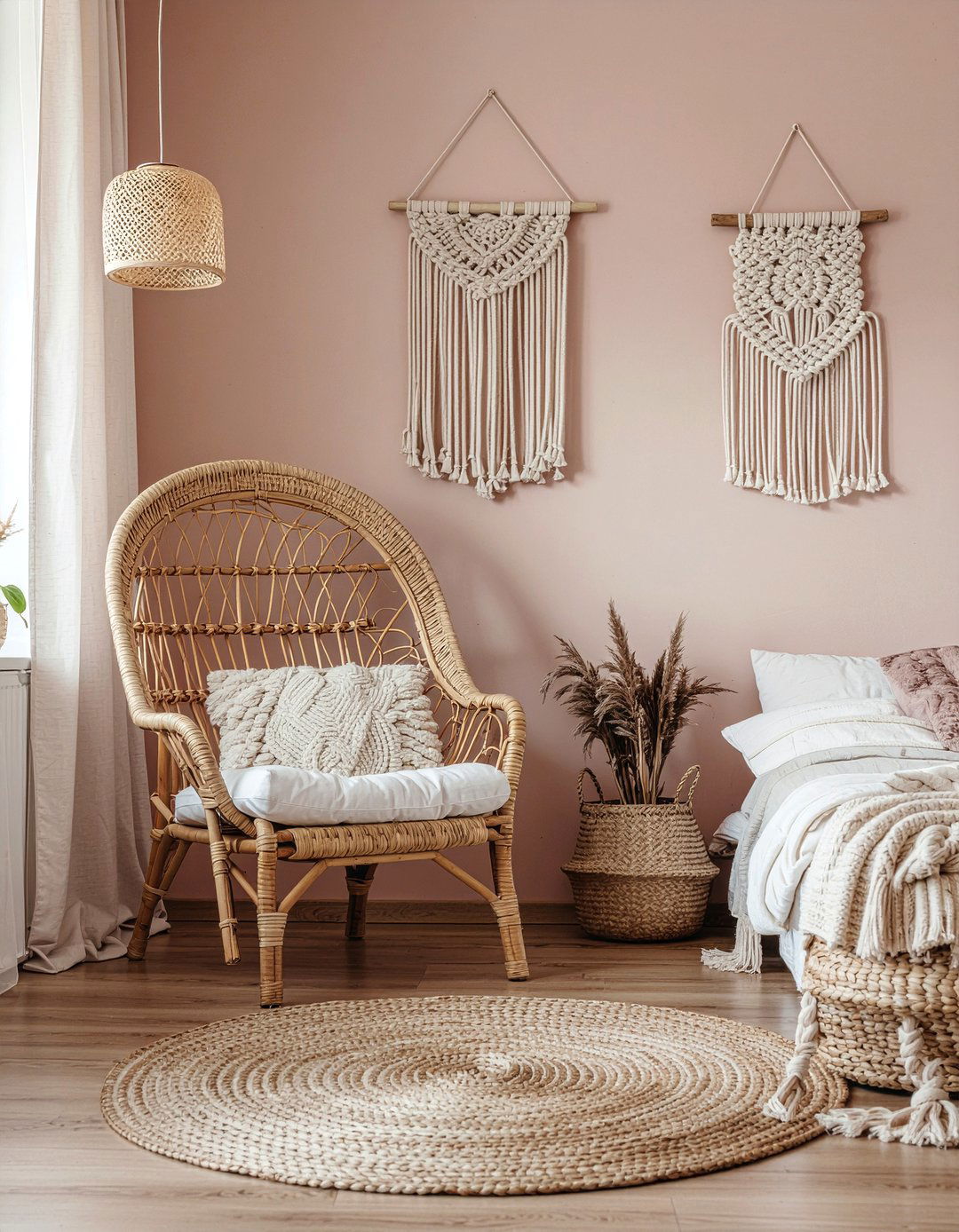 Boho dusty pink living room - 30 living room dusty pink walls
