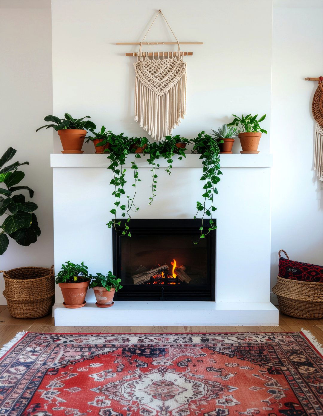 Boho fireplace mantel - 30 fireplace decor ideas
