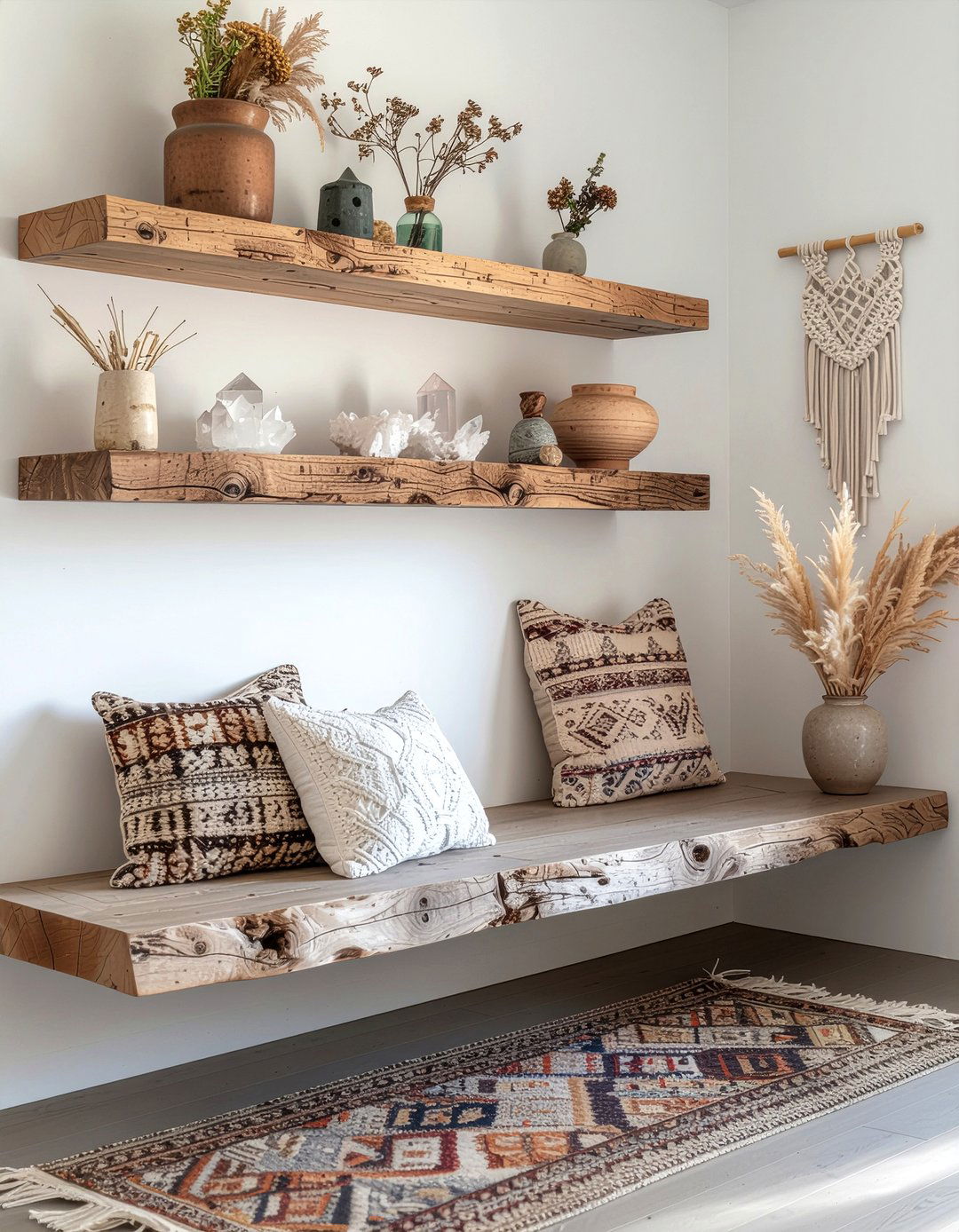Boho floating shelves - 30 living room floating shelves