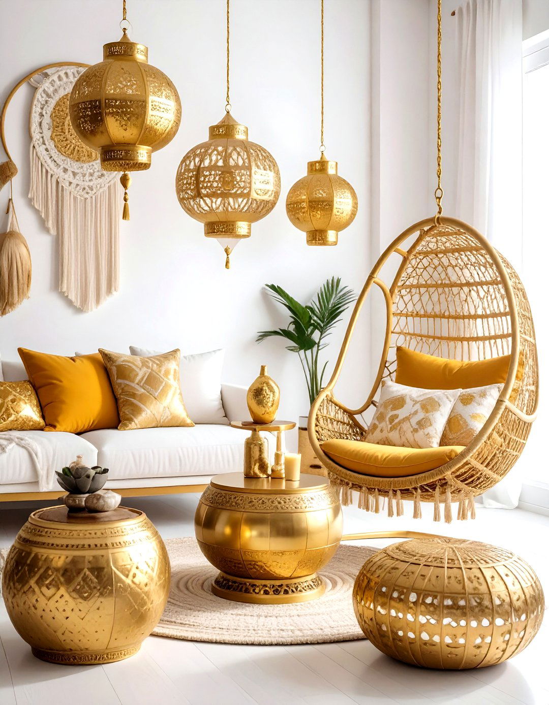 Boho gold living room - 30 gold living room decor ideas