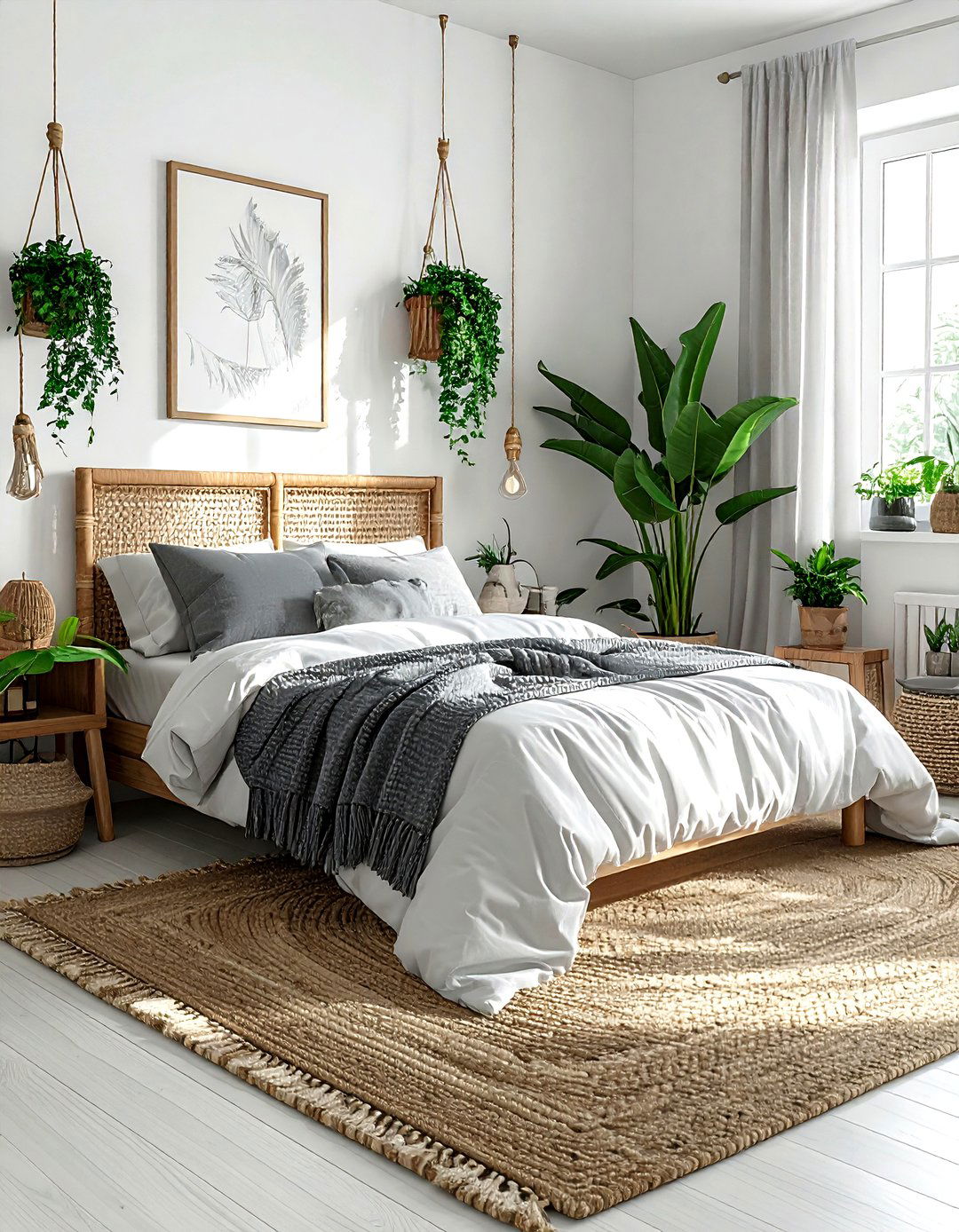 Boho gray and white bedroom - 30 gray and white bedroom ideas