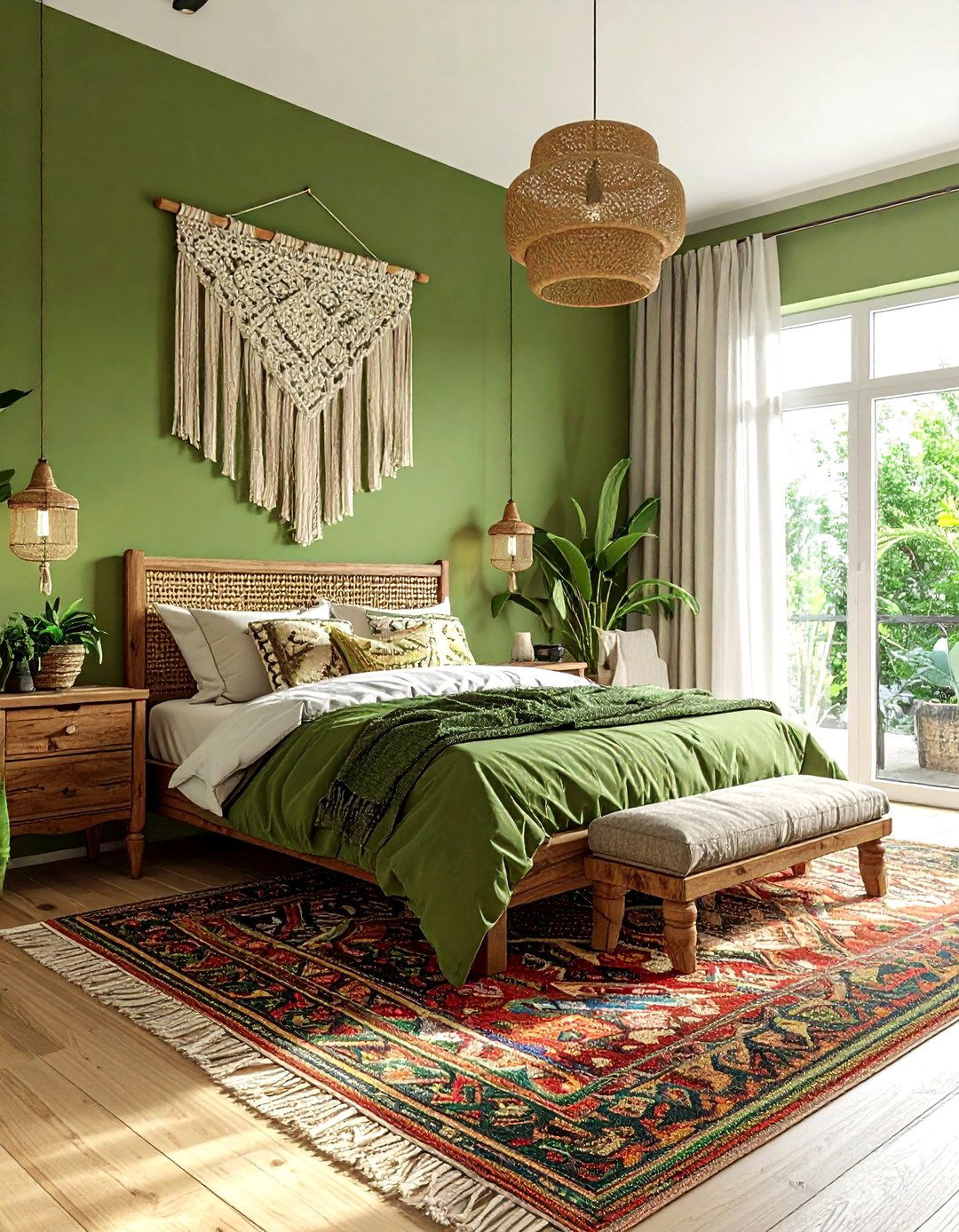 Boho green bedroom - 30 cool green bedroom ideas