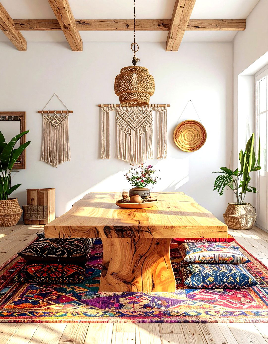 Boho live edge dining - 30 live edge dining room ideas