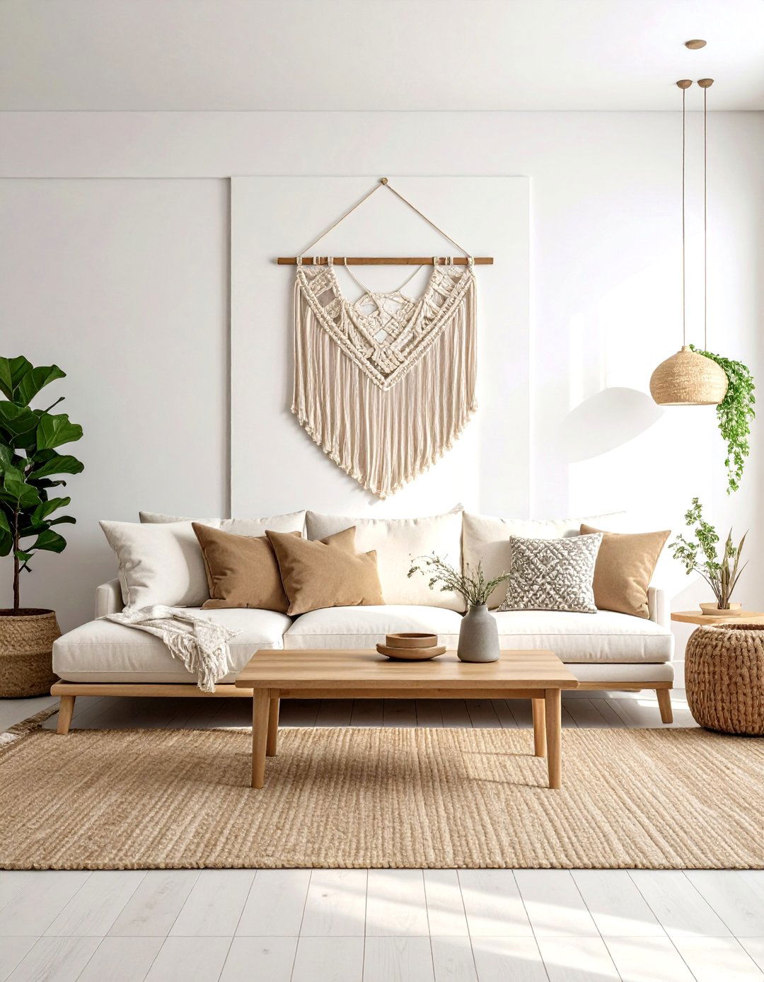 Boho living room beige white - 30 beige and white living room ideas