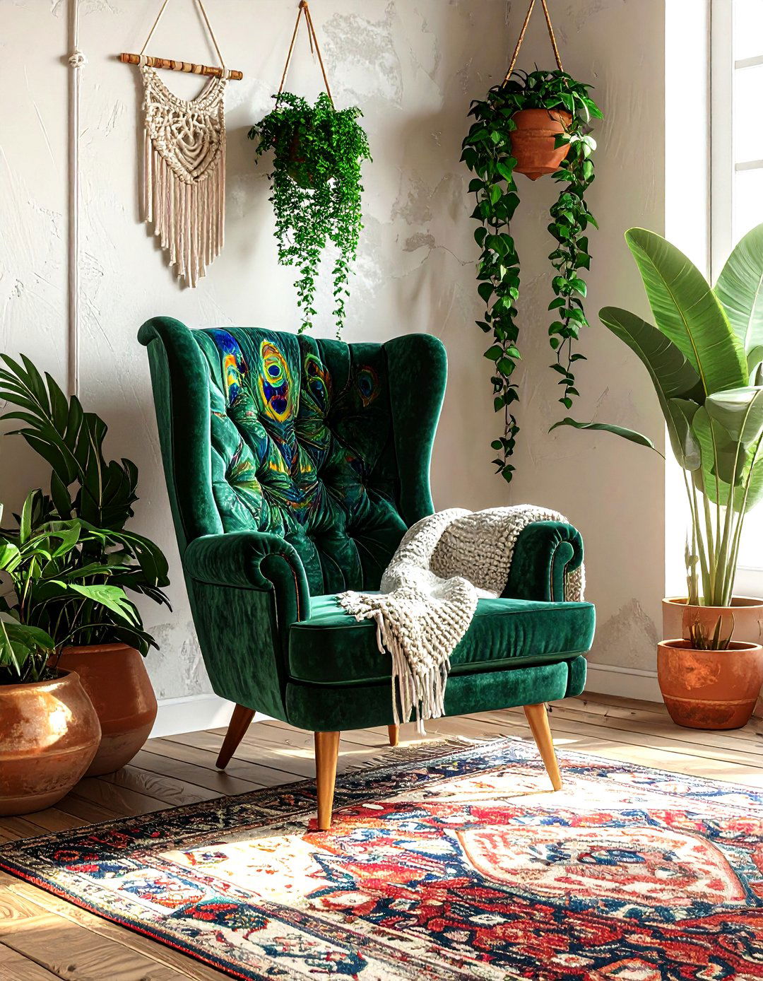 Boho living room peacock chair - 30 living room peacock chair ideas