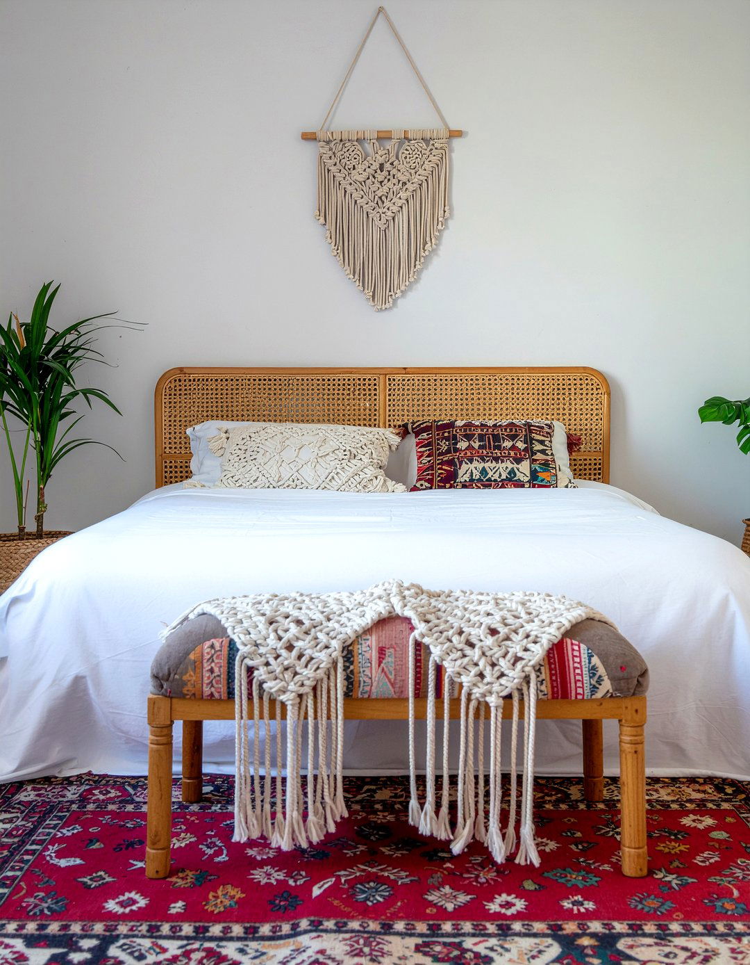 Boho macrame bolster pillow - 30 bedroom bolster pillows