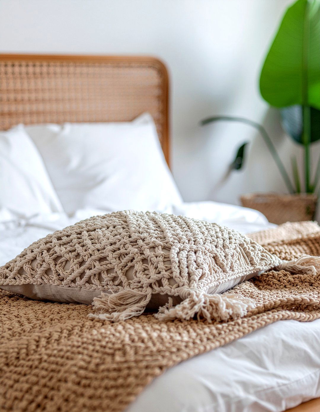 Boho macrame pillow - 30 bedroom decorative pillows