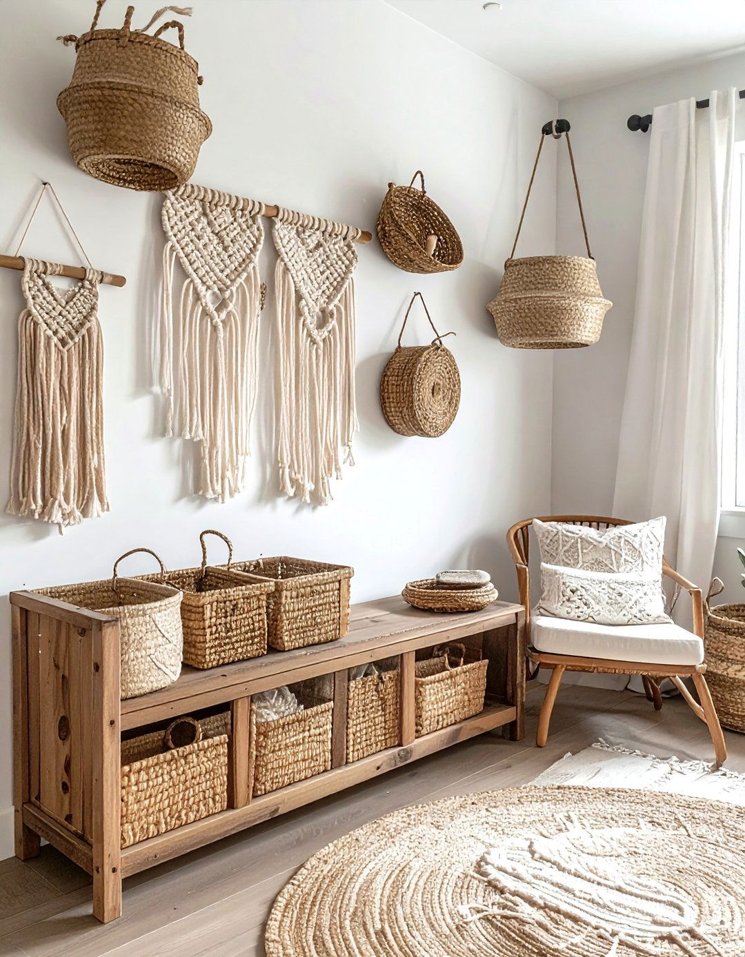 Boho nursery wall storage - 30 nursery shelf ideas