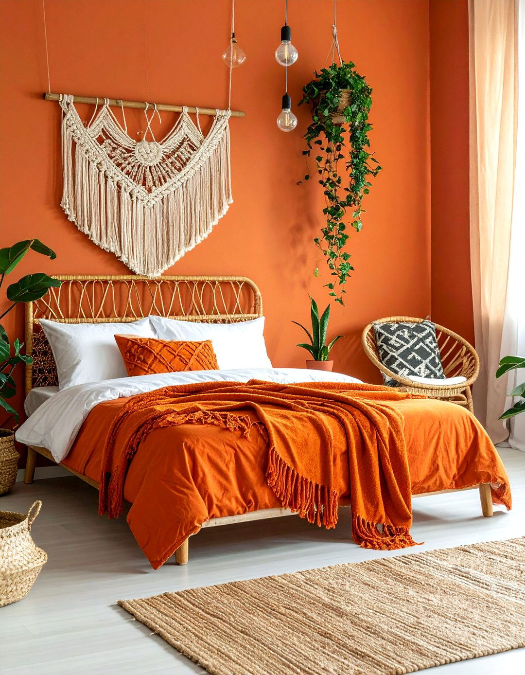 Boho orange bedroom - 30 orange bedroom decor ideas