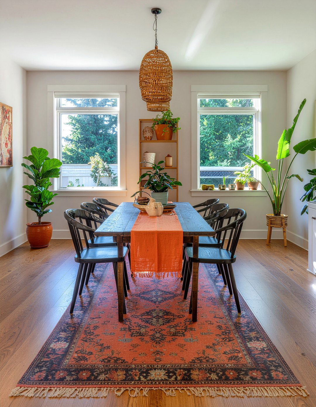 Boho orange dining decor - 30 orange dining room ideas