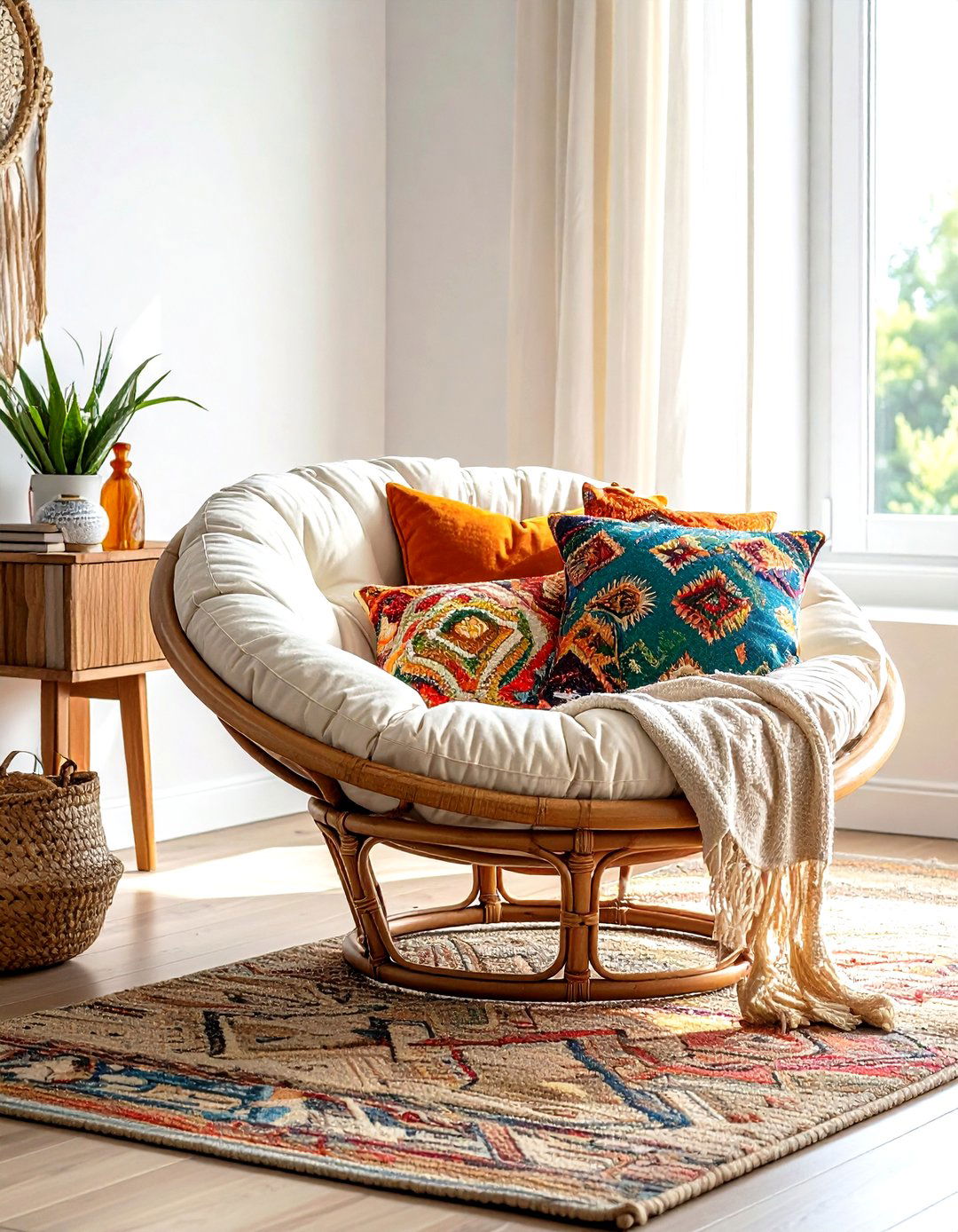 Boho papasan chair - 30 living room side chair ideas