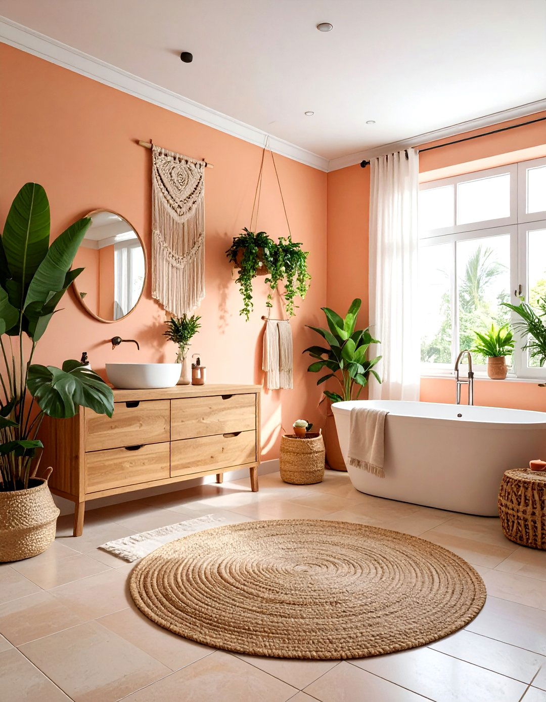 Boho peach bathroom - 30 peach bathroom ideas