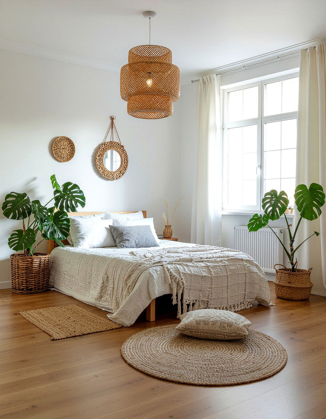 Boho rattan chandelier - 30 bedroom chandeliers