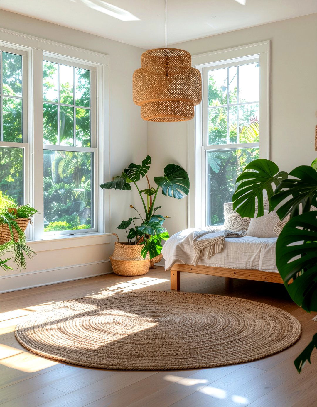 Boho rattan floor lamp - 30 floor lamp ideas