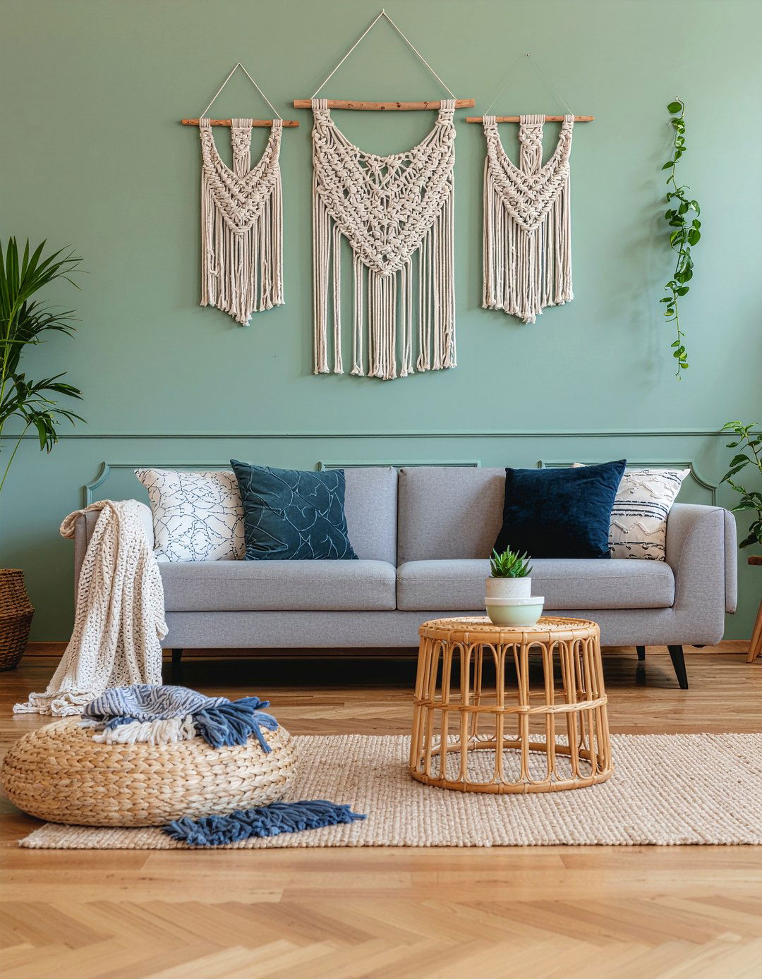 Boho sage green living room - 30 living room sage green walls