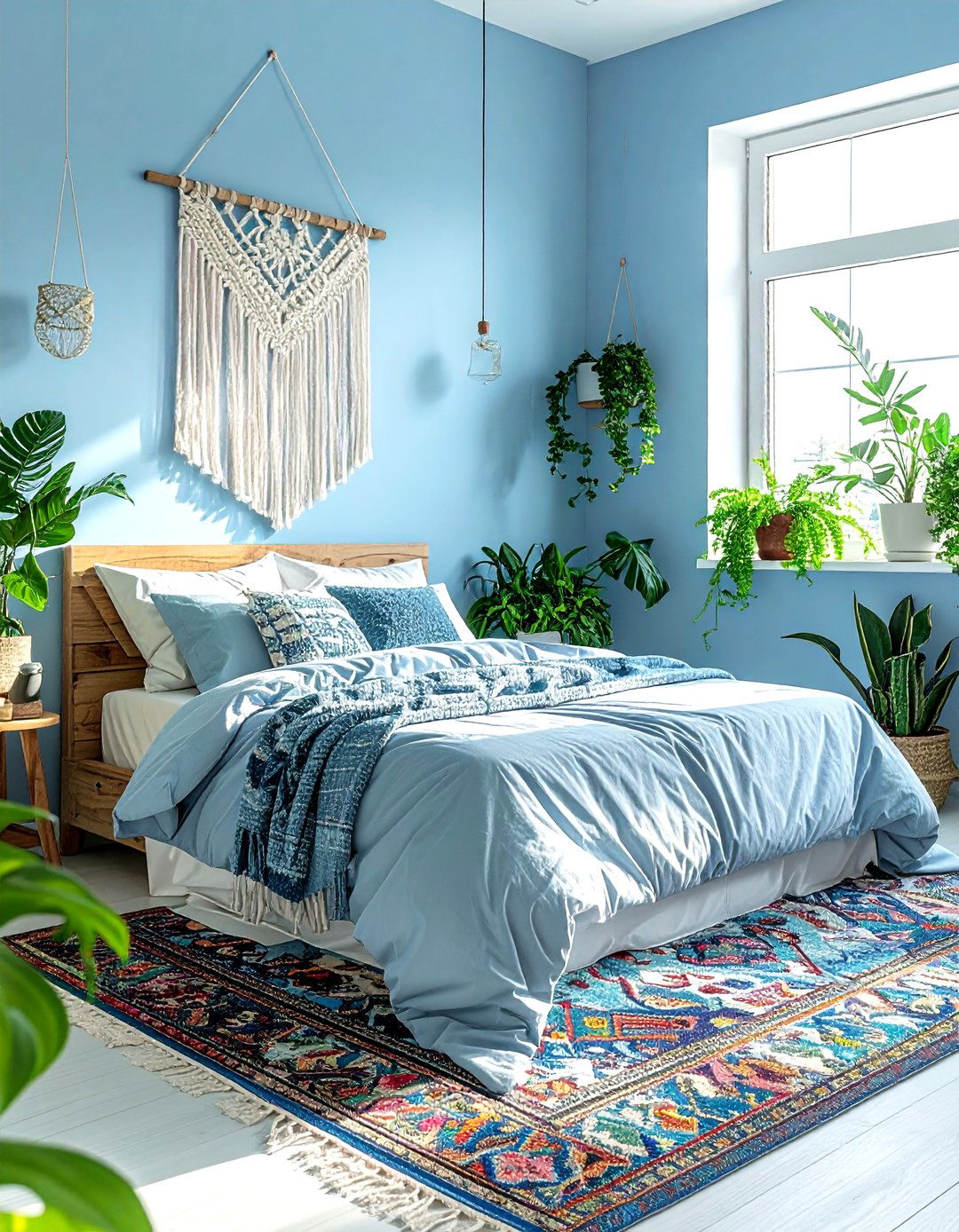 Boho sky blue bedroom - 30 sky blue bedroom ideas
