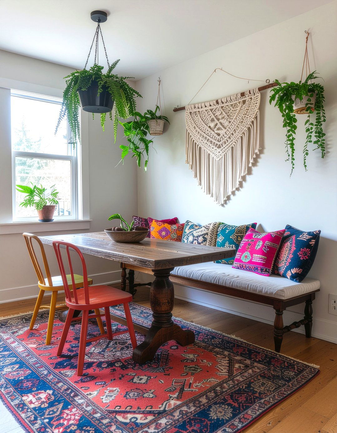Boho style breakfast nook - 30 dining nook ideas