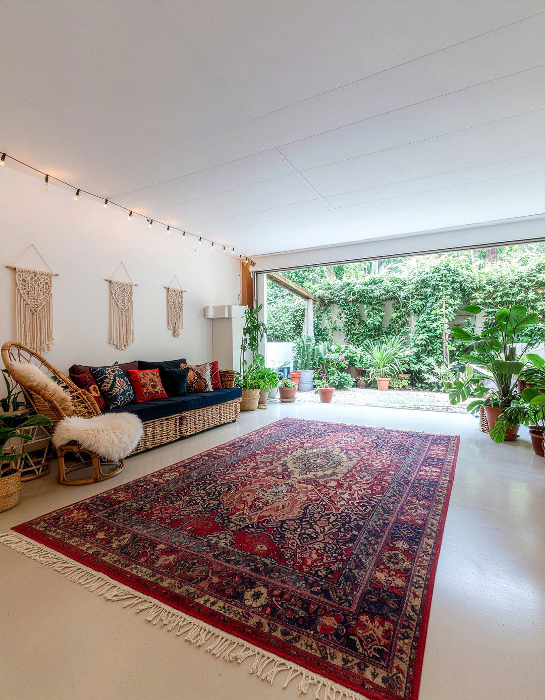 Boho style garage living room - 30 converted garage living room ideas