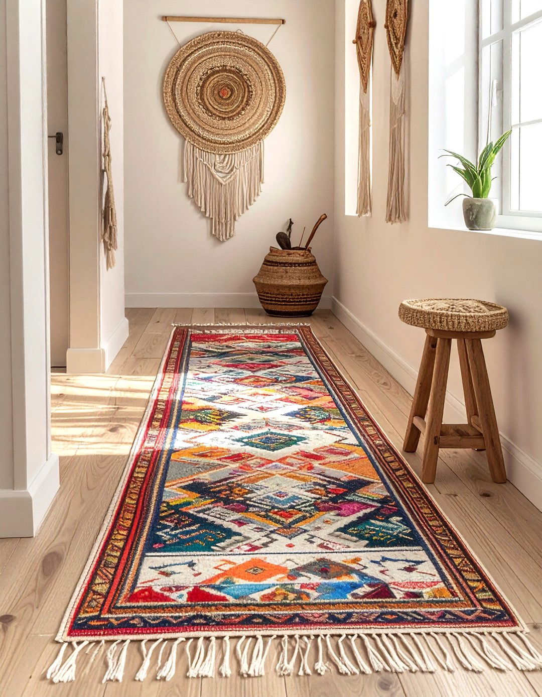 Boho style runner - 30 hallway decor ideas