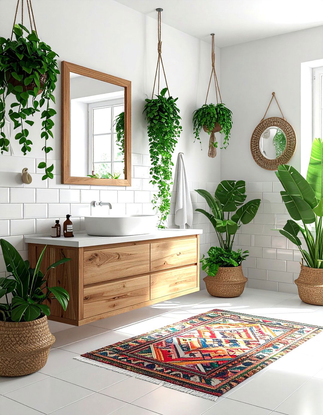 Boho style subway tile bathroom - 30 subway tile bathroom ideas