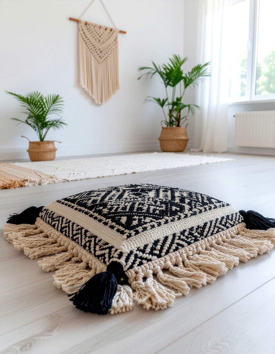 Boho tassel pet floor cushion - 30 pet bed ideas