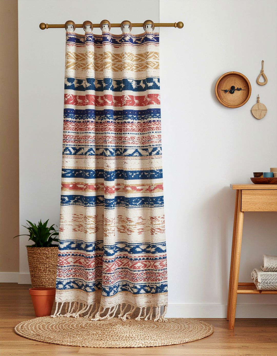 Boho tassel shower curtain - 30 bathroom curtain ideas