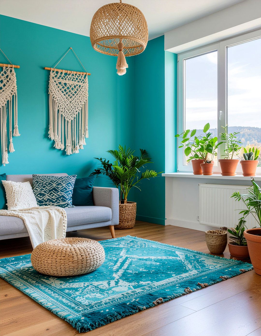 Boho turquoise living room - 30 turquoise living room ideas