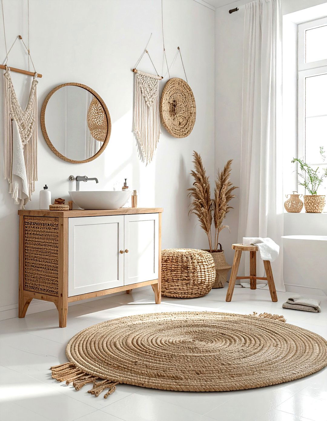 Boho white bathroom - 30 white bathroom decor ideas