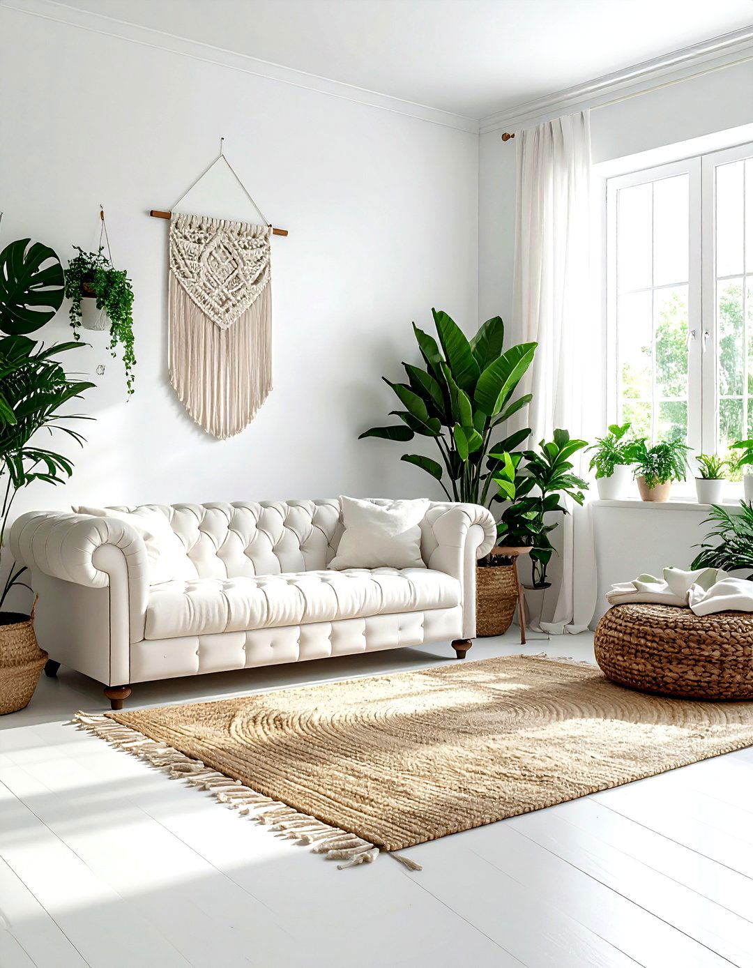 Boho white living room - 30 white and white living room ideas