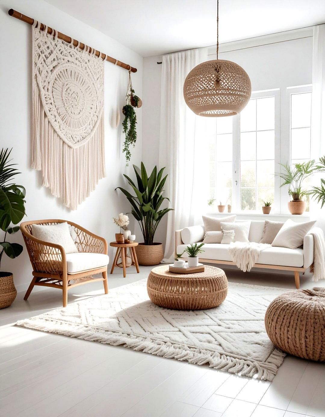 Boho white living room - 30 white living room ideas