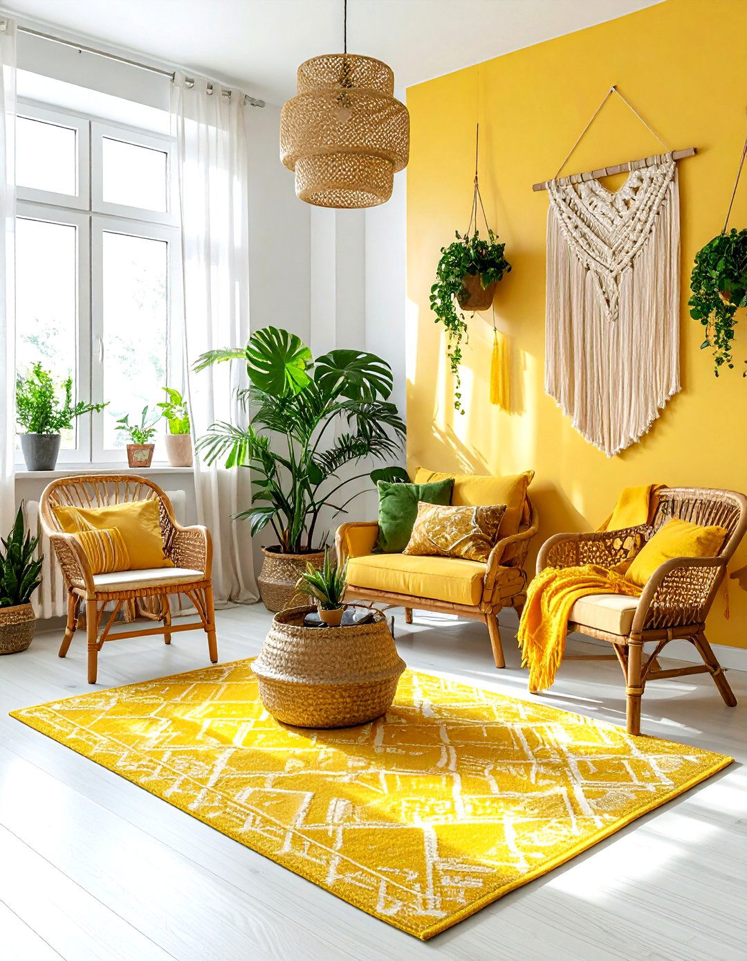 Boho yellow living room - 30 bright yellow living room ideas