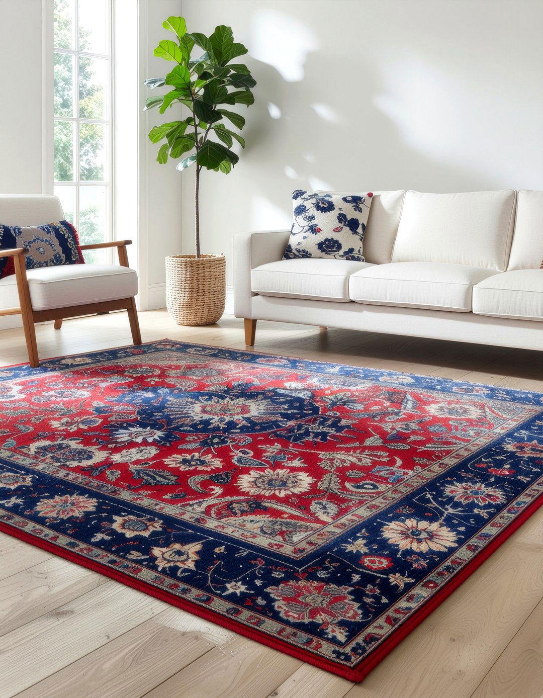 Bold Area Rug - 30 narrow living room ideas