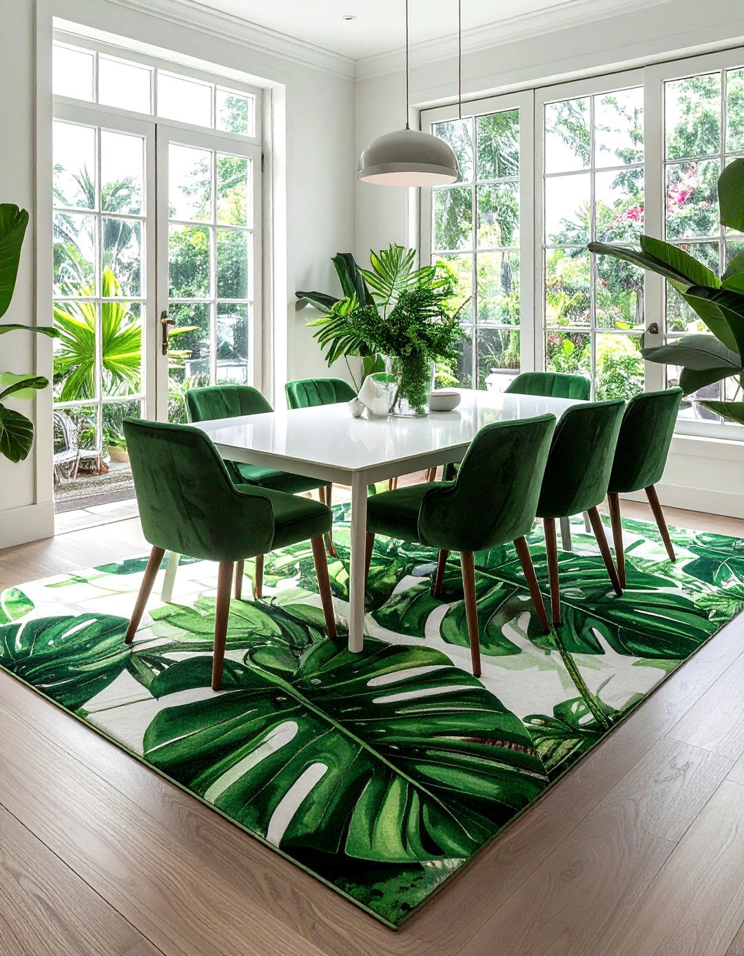 Bold Botanical Rug - 30 dining room area rug ideas