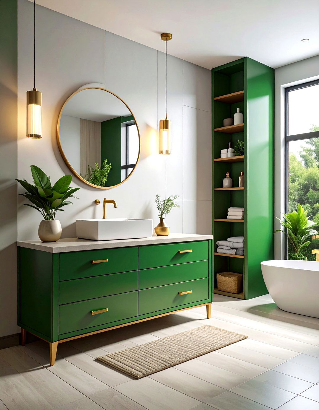 Bold Color Accent Bathroom - 30 bathroom furniture placement