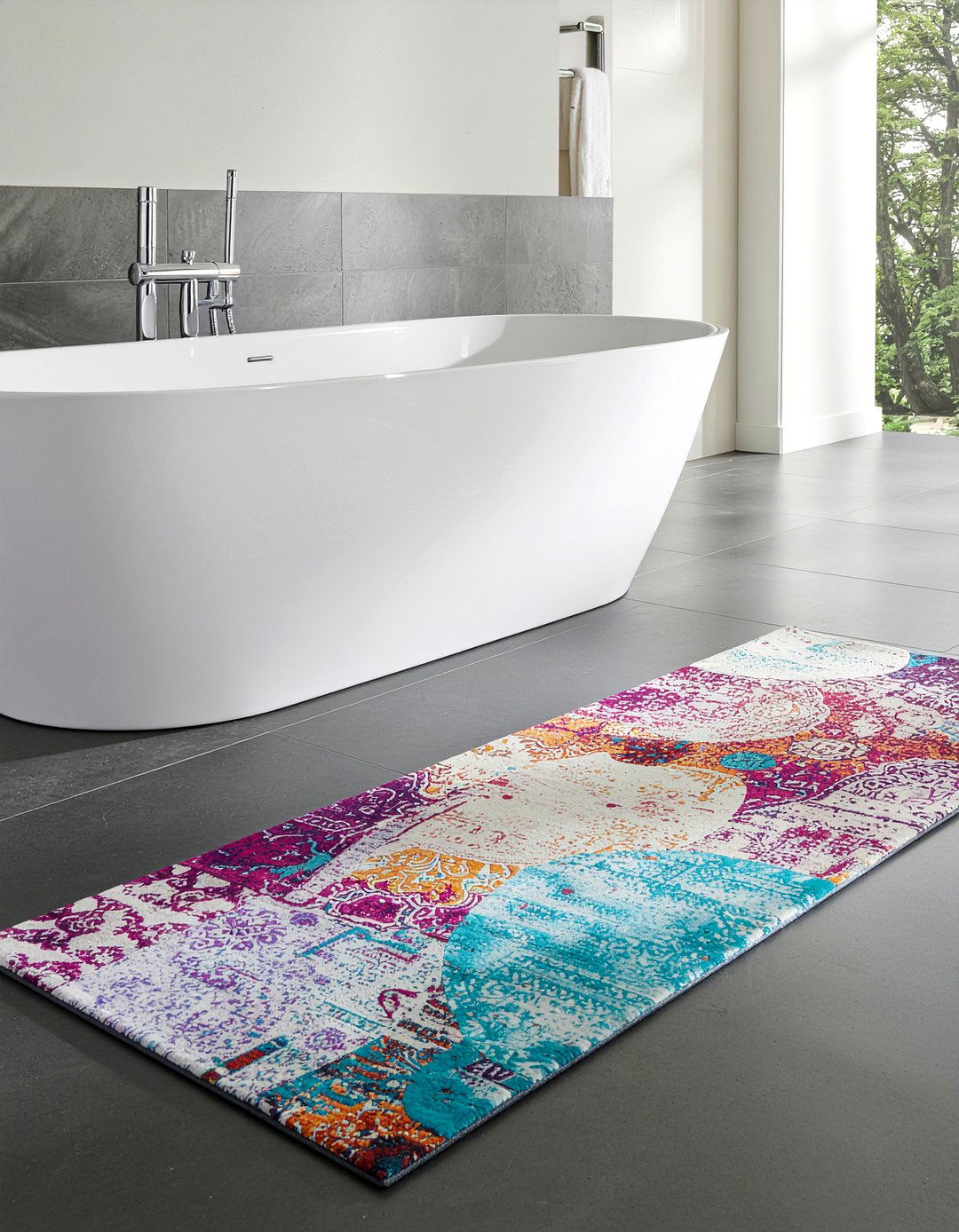 Bold Colorful Bathroom Runner - 30 bathroom runner rug ideas