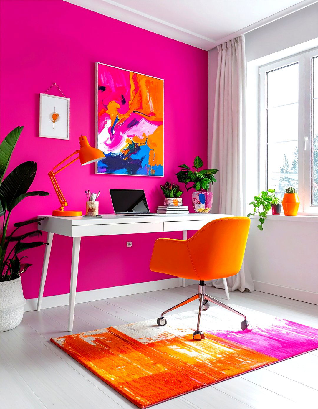 Bold Fuchsia And Tangerine Studio - 30 decor color theory ideas
