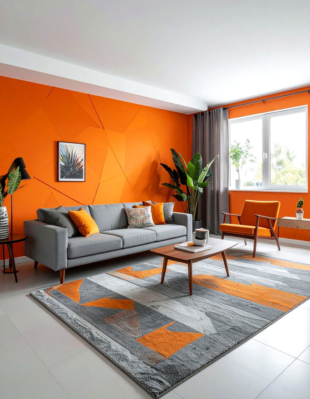 Bold Orange Wallpaper - 30 orange living room ideas