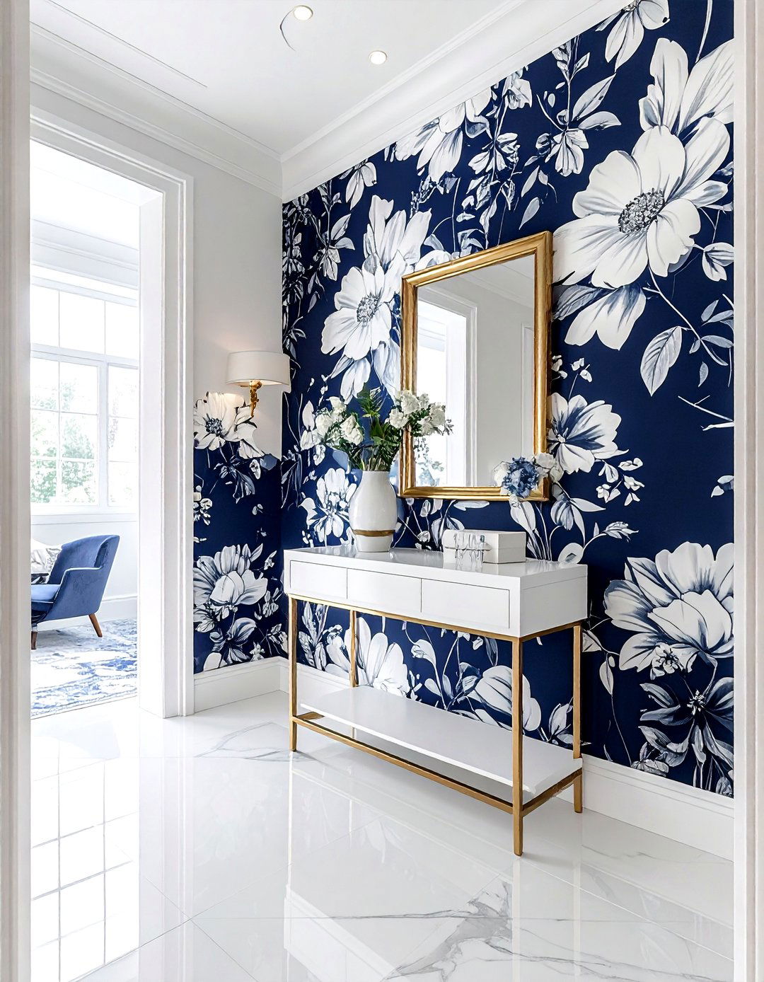 Bold Patterned Wallpaper - 30 small entryway ideas