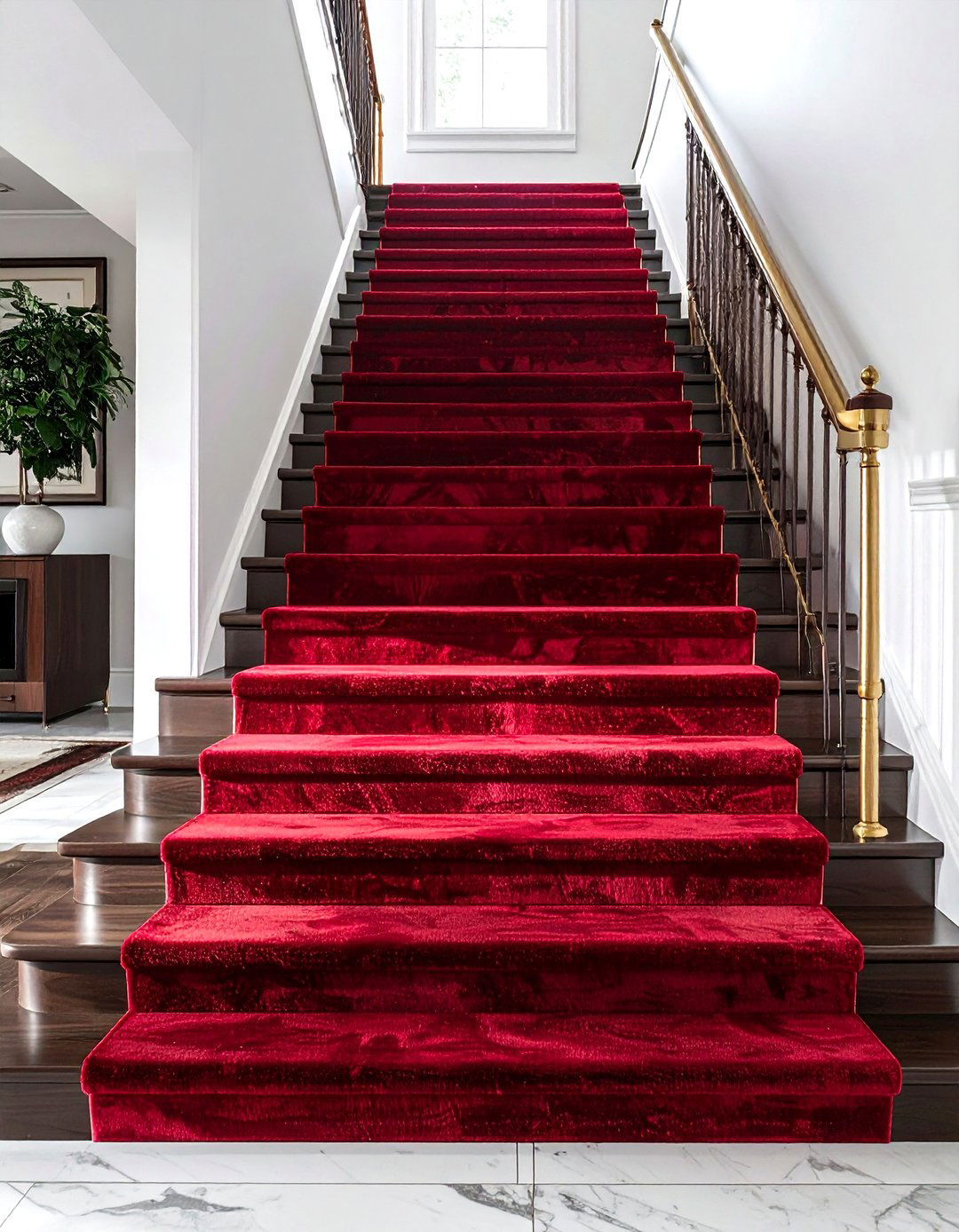 Bold Red Stair Runner - 30 stair runner ideas