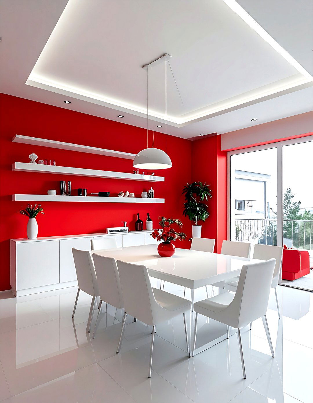 Bold Red White Dining Room Accent - 30 red and white dining room ideas
