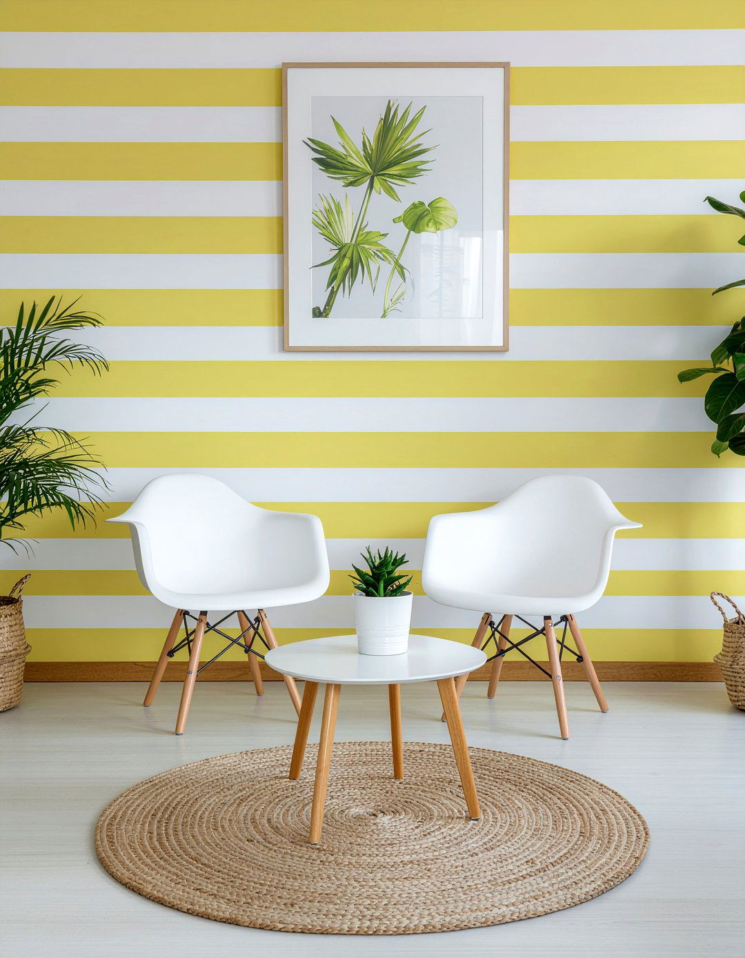 Bold Yellow And White Stripe - 30 living room striped wall ideas
