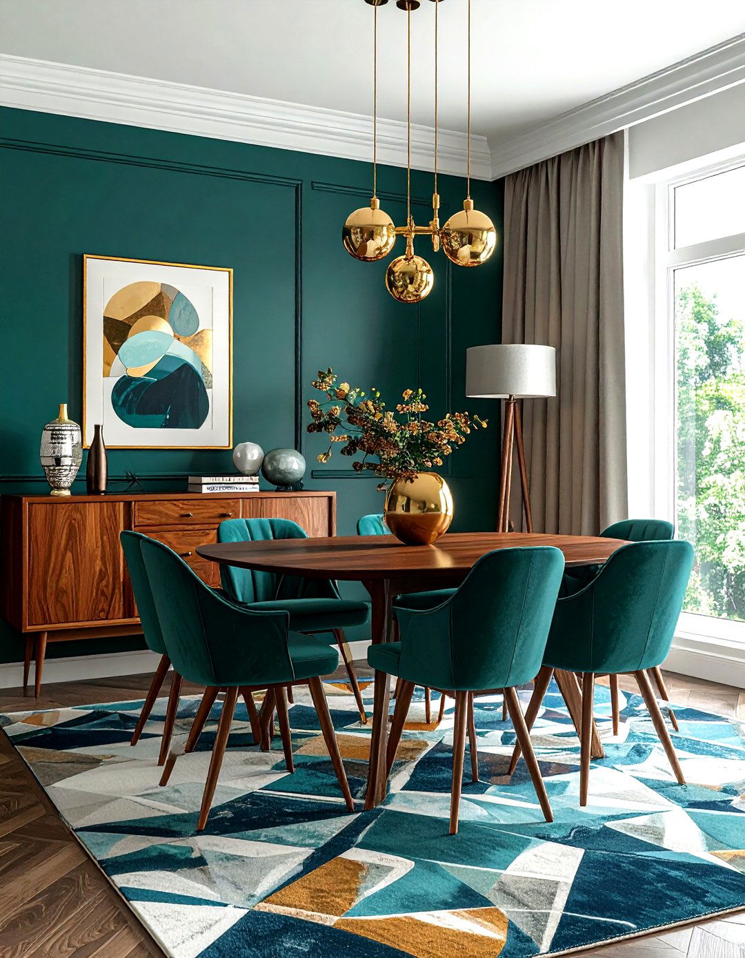 Bold accent wall - 30 mid-century modern dining room ideas