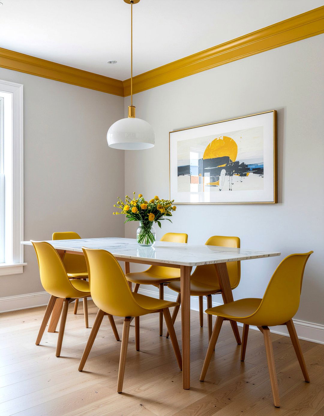 Bold color chair rail - 30 dining room chair rail ideas