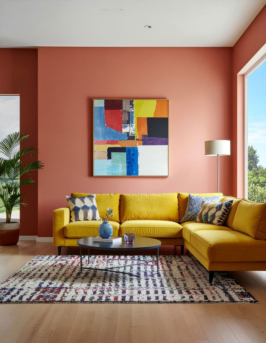 Bold color living room - 30 double height living room ideas