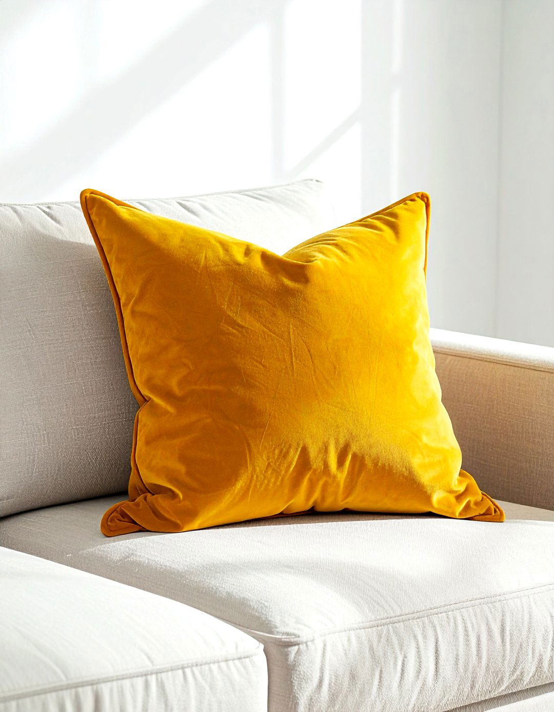 Bold color lumbar pillow for neutral sofa - 30 lumbar pillow ideas
