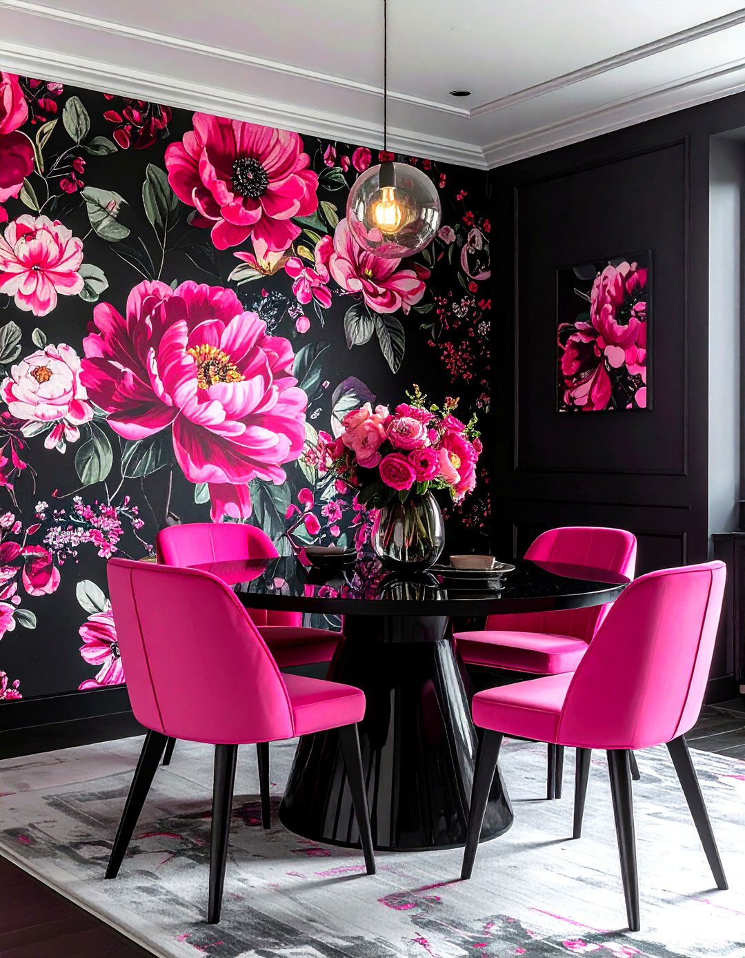 Bold floral wallpaper dining room - 30 floral wallpaper dining room ideas