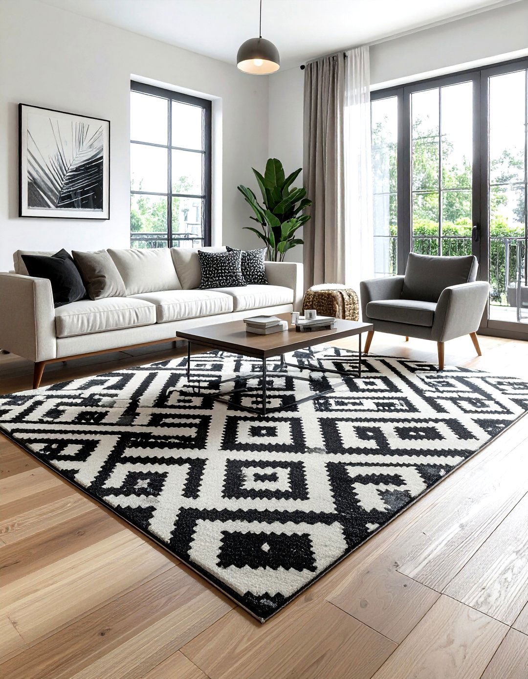 Bold pattern area rug - 30 living room statement piece ideas