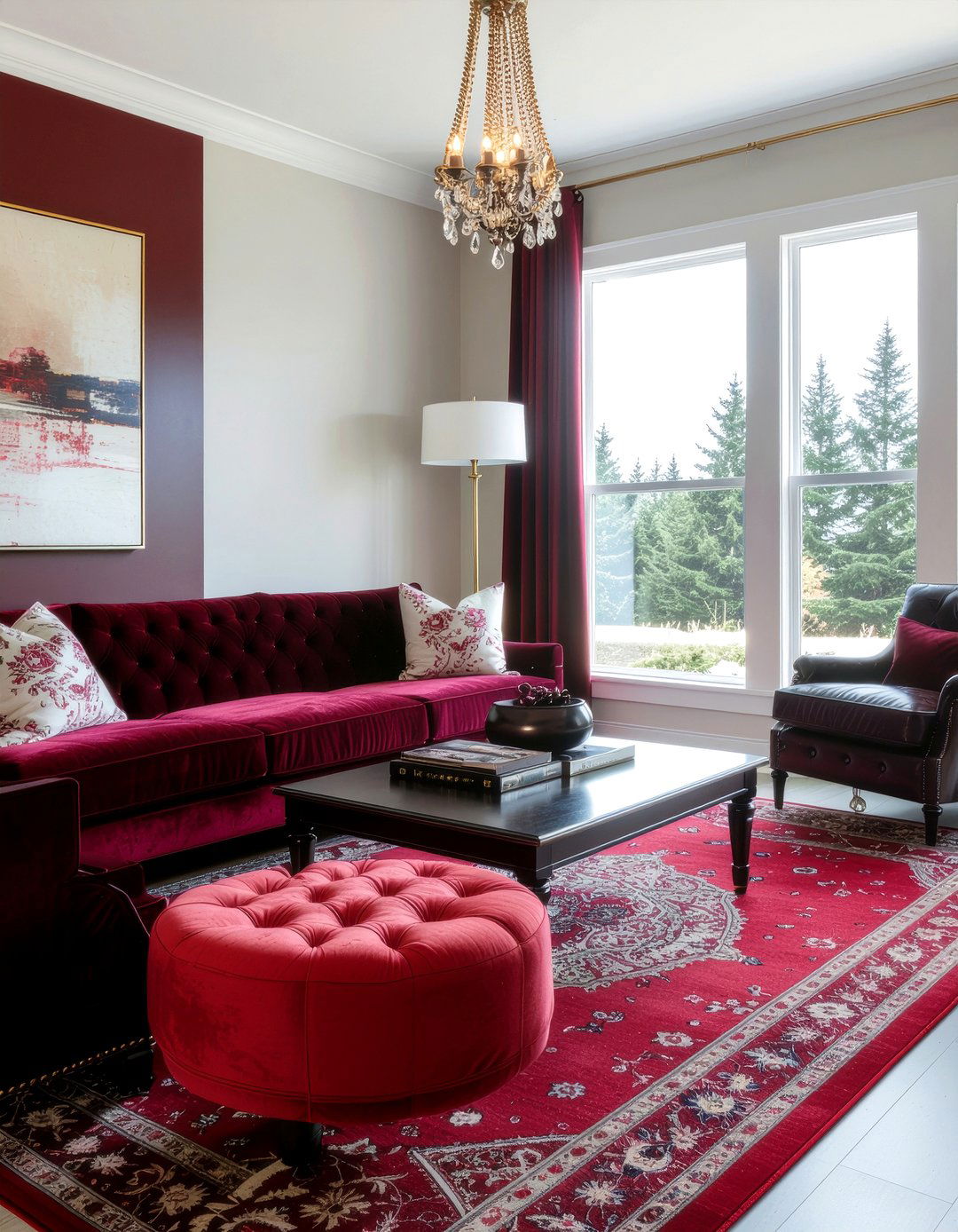 Bold red rug living room - 30 living room area rugs