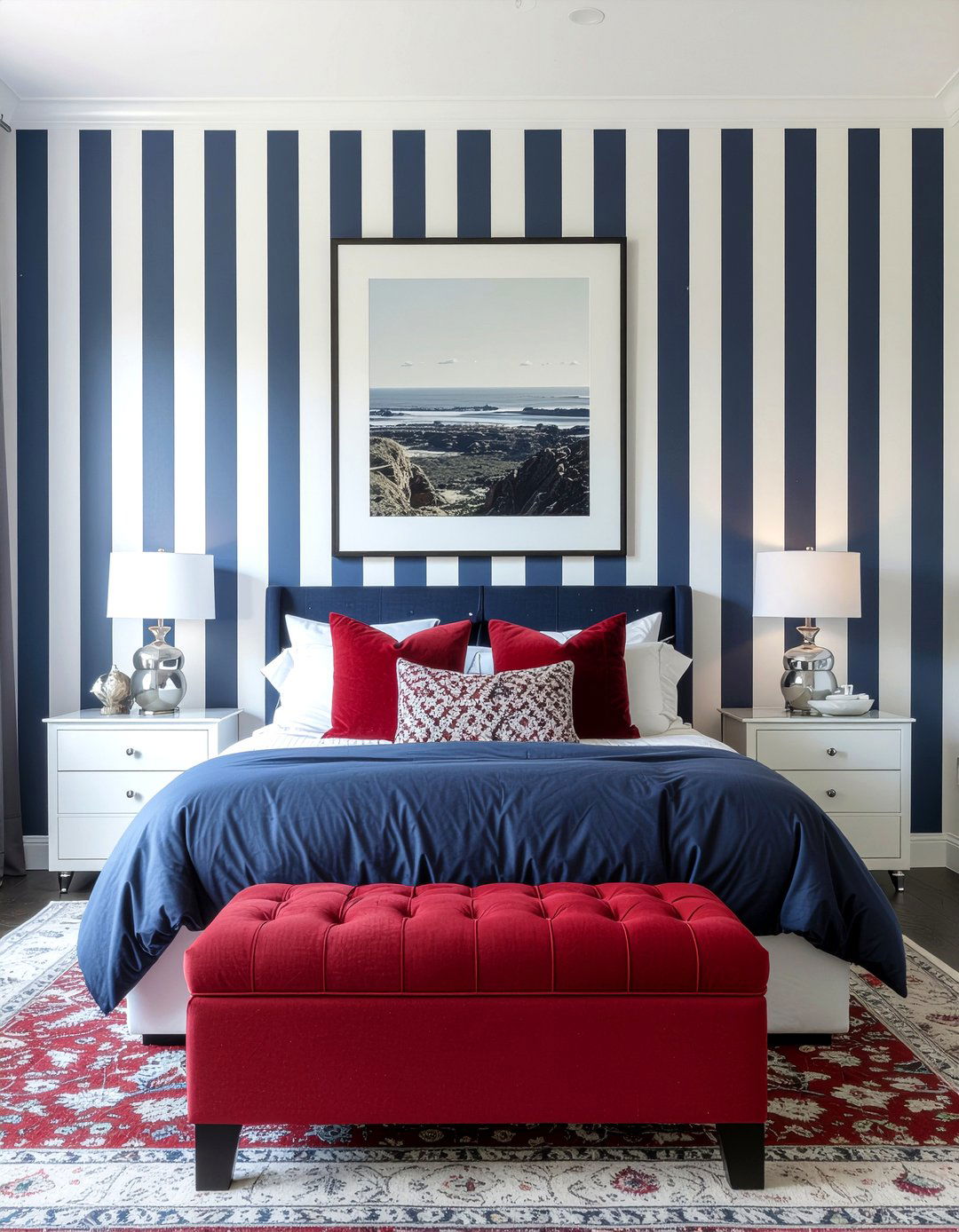 Bold stripe wallpaper - 30 bedroom bold wallpapers