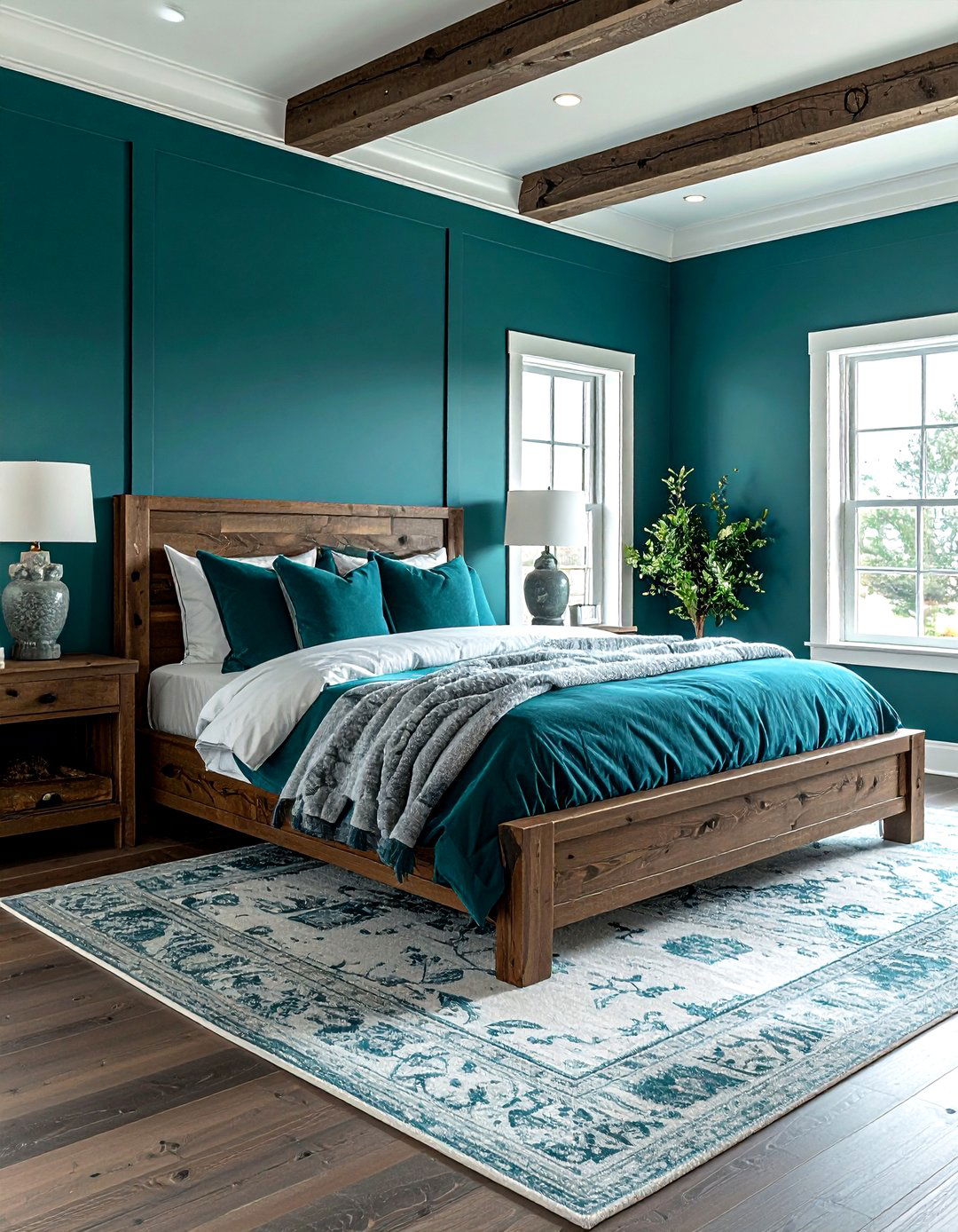 Bold teal farmhouse bedroom - 30 farmhouse teal bedroom ideas